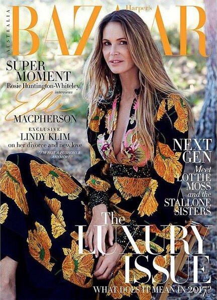 The Incredible <b>Elle MACPHERSON c/o LOUISA MODELS</b> auf dem Titel der Juni/Juli 17 'The Luxury'-Ausgabe der HARPER'S BAZAAR Australia, fotografiert von Nick Leary