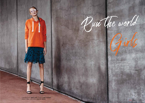 Das Editorial 'Run the World Girls' in TEXTILMITTEILUNGEN – Hair &amp; Make-up by <b>Anne-Lena COX c/o 21AGENCY</b>, Fotos Sebastian Brüll