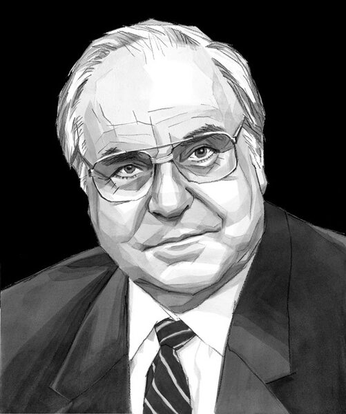 Bonjour Monsieur Macron und Gute Reise Helmut Kohl für die FRANKFURTER ALLGEMEINE SONNTAGSZEITUNG, ausserdem ein Cartoon für die SZ - drei Illustrationen von <b>Jan RIECKHOFF c/o ART ACT</b> auf GoSee