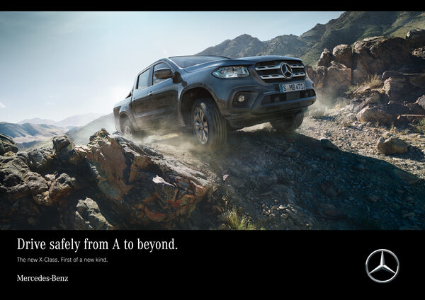'Die neue X-Klasse. First of a new Kind.' MERCEDES-BENZ Launchkampagne von <b>ANKE LUCKMANN</b> und RECOM BERLIN, fotografiert für LUKAS LINDEMANN ROSINSKI Off- und Onroad in verschiedenen Klimazonen