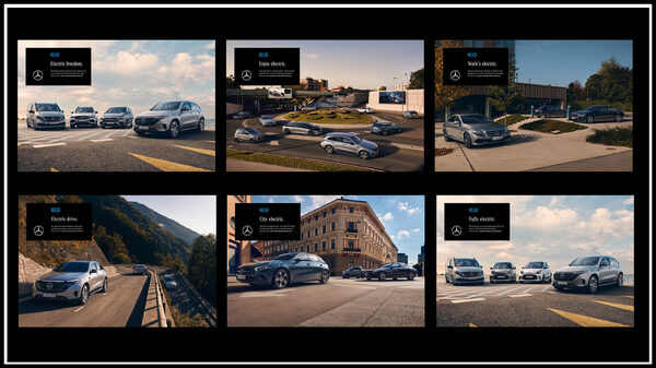 Electric freedom - <b>ROBERT WESTRICH</b> photographs the impressive EQ RANGE from MERCEDES-BENZ on commission for fischerAppelt on the streets of Slovenia