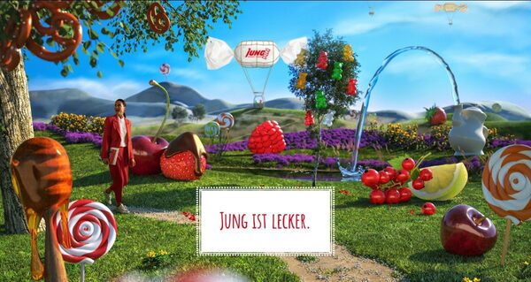 Bonbons in individually printed wrapping paper – <b>JUNG SWEETS</b> with an eye-catching motif by 3D artist <b>Ralf KUNSTMANN c/o ART ACT</b>