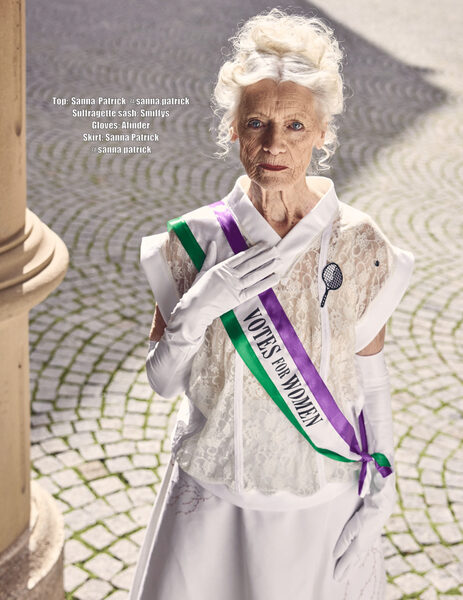 ‘Woman &amp; Peace' – the <b>‘Suffragettes’ editorial</b> with silver ager model Eulalia by photographer <b>Simone SCHNEIDER c/o ANDREA HEBERGER</b>