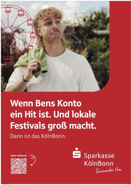 'When Ben's account is a hit...' - <b>BRÜDERCHEN &amp; SCHWESTERCHEN</b> cast male model Robin for the <b>SPARKASSE KÖLN BONN</b> campaign motif