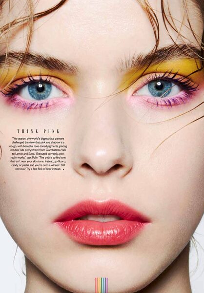 'Paint the Rainbow' meets 'Think Pink' - EASTWEST model <b>Alexandra HOCHGUERTEL</b> with the new make-up trends for Spring 2016 in GRAZIA UK; we have two motifs for you on GoSee