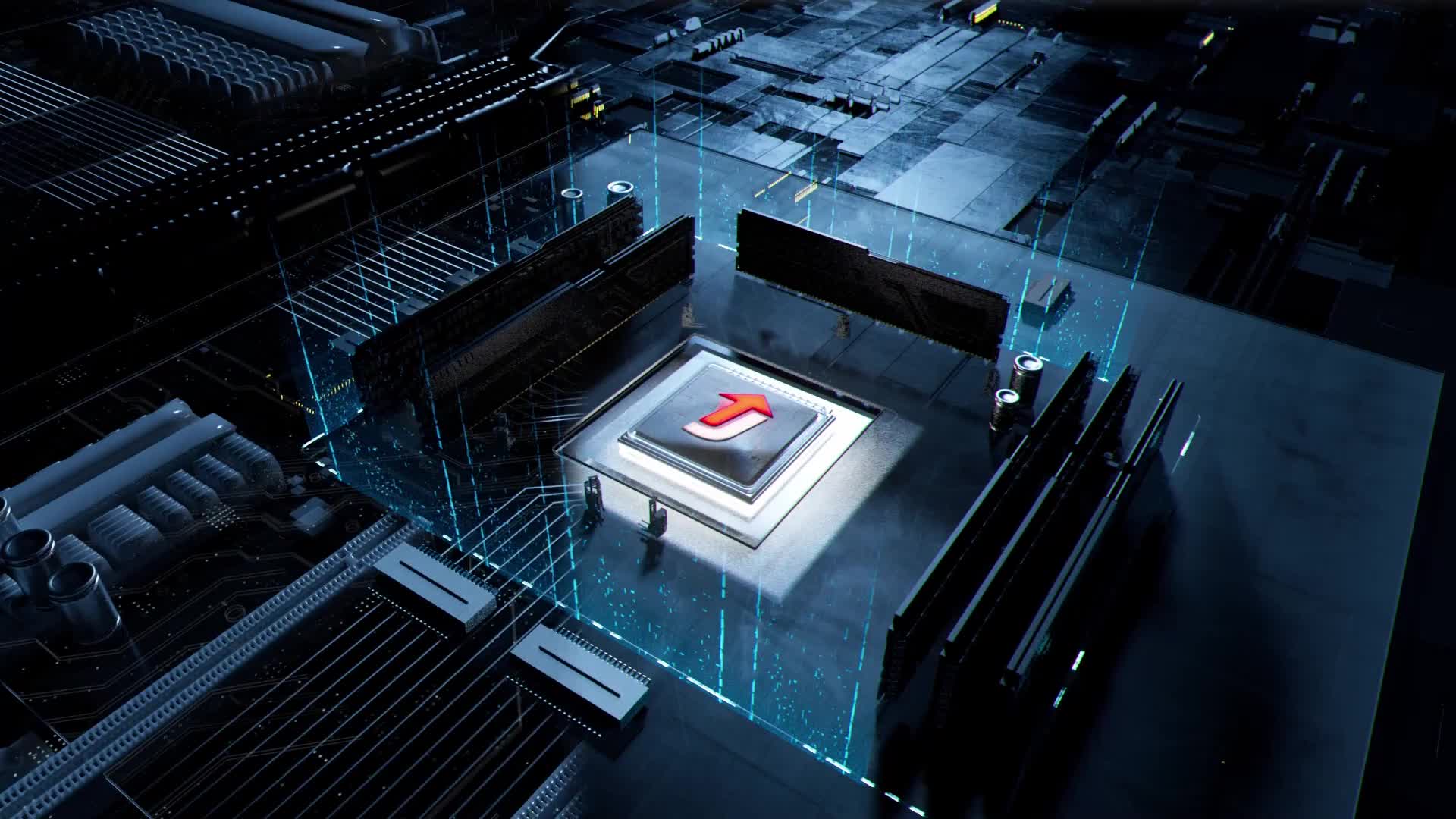 A drone shot over the motherboard ! Spectacular CGI video for JUNGHEINRICH by <b>TELEVISOR STUDIO c/o ANALOG / DIGITAL</b> with Saatchi &amp; Saatchi Pro